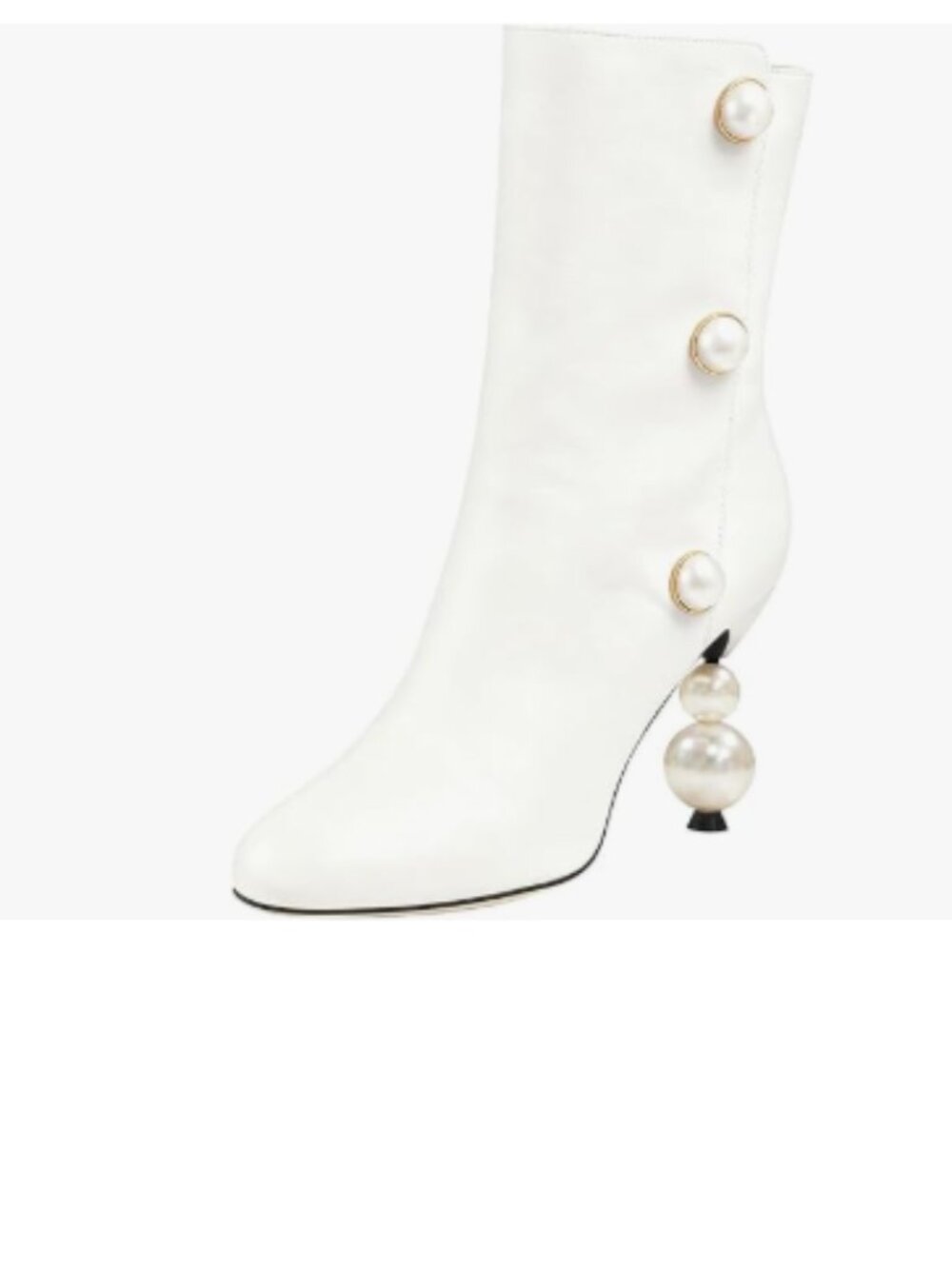 FSJ White Unique Pearl Heel Ankle Boots Closed Toe High Heeled Short Booties